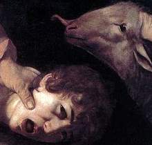 Caravaggio, Sacrifício de Isaque (detalhe), 1603, óleo sobre tela, 104 x 135 cm, Galeria Uffizi, Florença, Itália